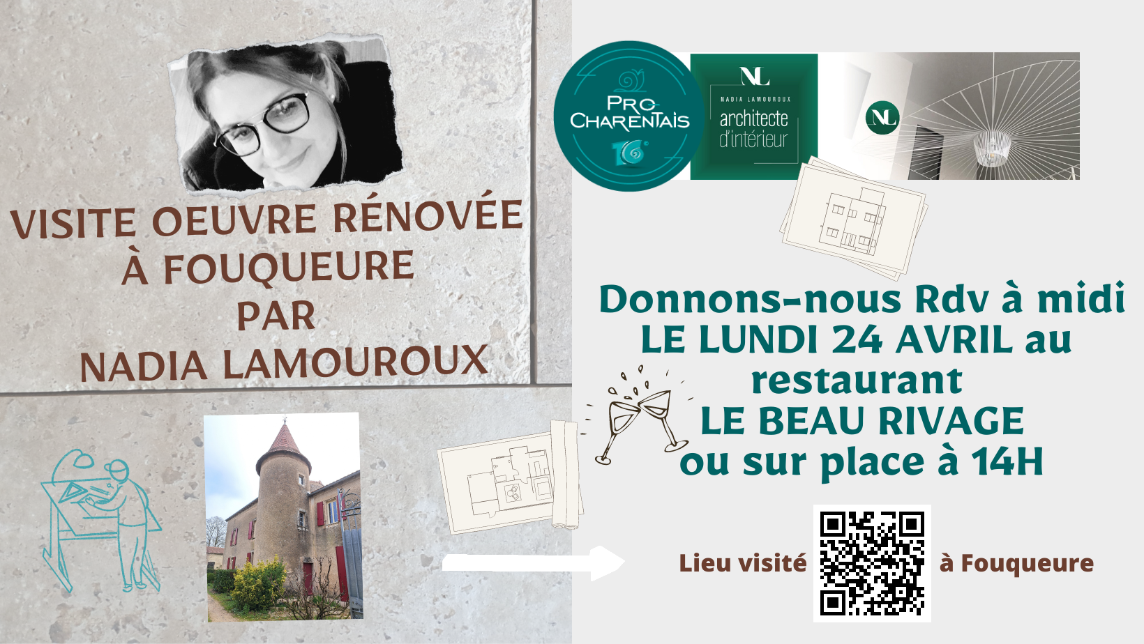 Visite Chantier terminé de Nadia Lamouroux le lundi 24 Avril avec Pro Charentais